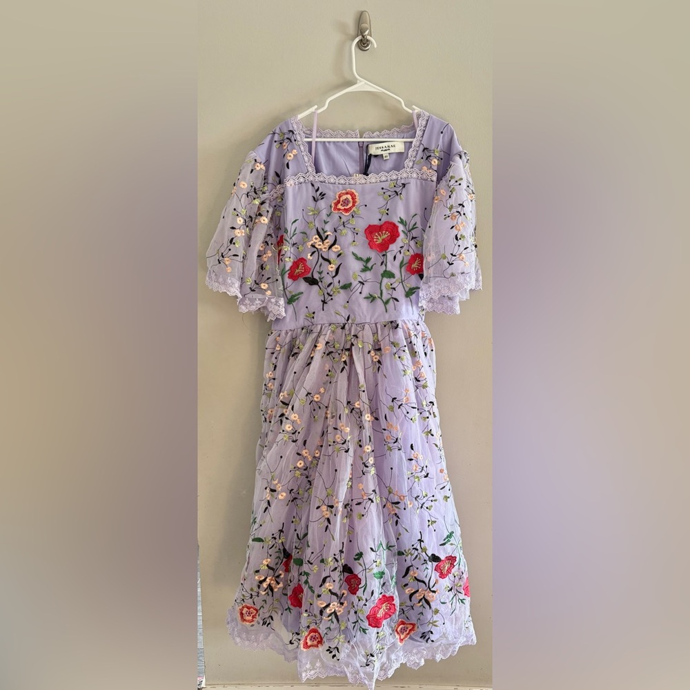 NWT JessaKae Darla Floral Embroidered Tulle Lace Trim Dress | Size 4X - Picture 5 of 12